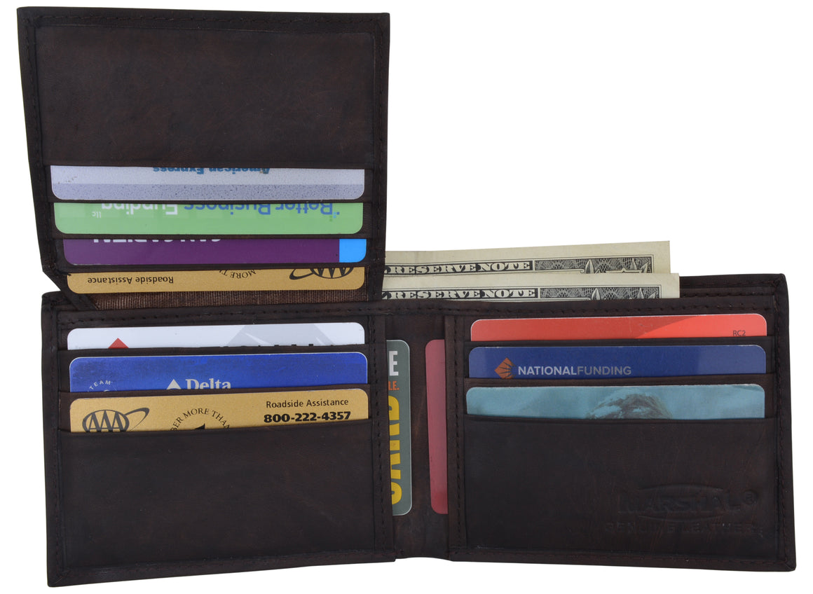 Men's Leather Bifold ID Card Holder Purse Wallet Billfold Handbag Slim Clutch-menswallet