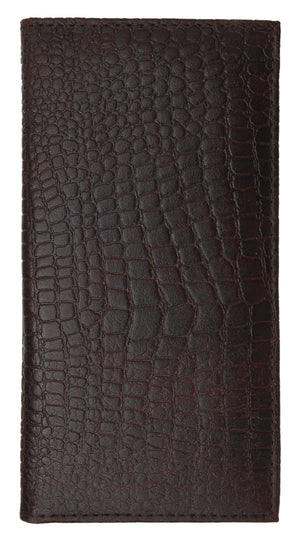 Mens Women Crocodile Pattern Brown Black Tan Wine LEATHER Checkbook Cover Wallet-menswallet