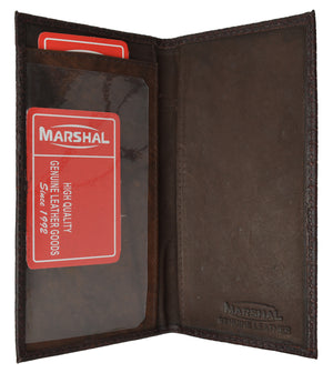 Reptile Brown Leather Checkbook Cover-menswallet