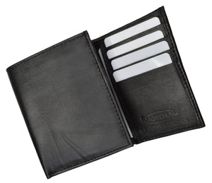 Marshal Genuine Leather Wallet Trifold with Pullout ID, Black-menswallet