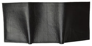 Marshal Genuine Leather Wallet Trifold with Pullout ID, Black-menswallet