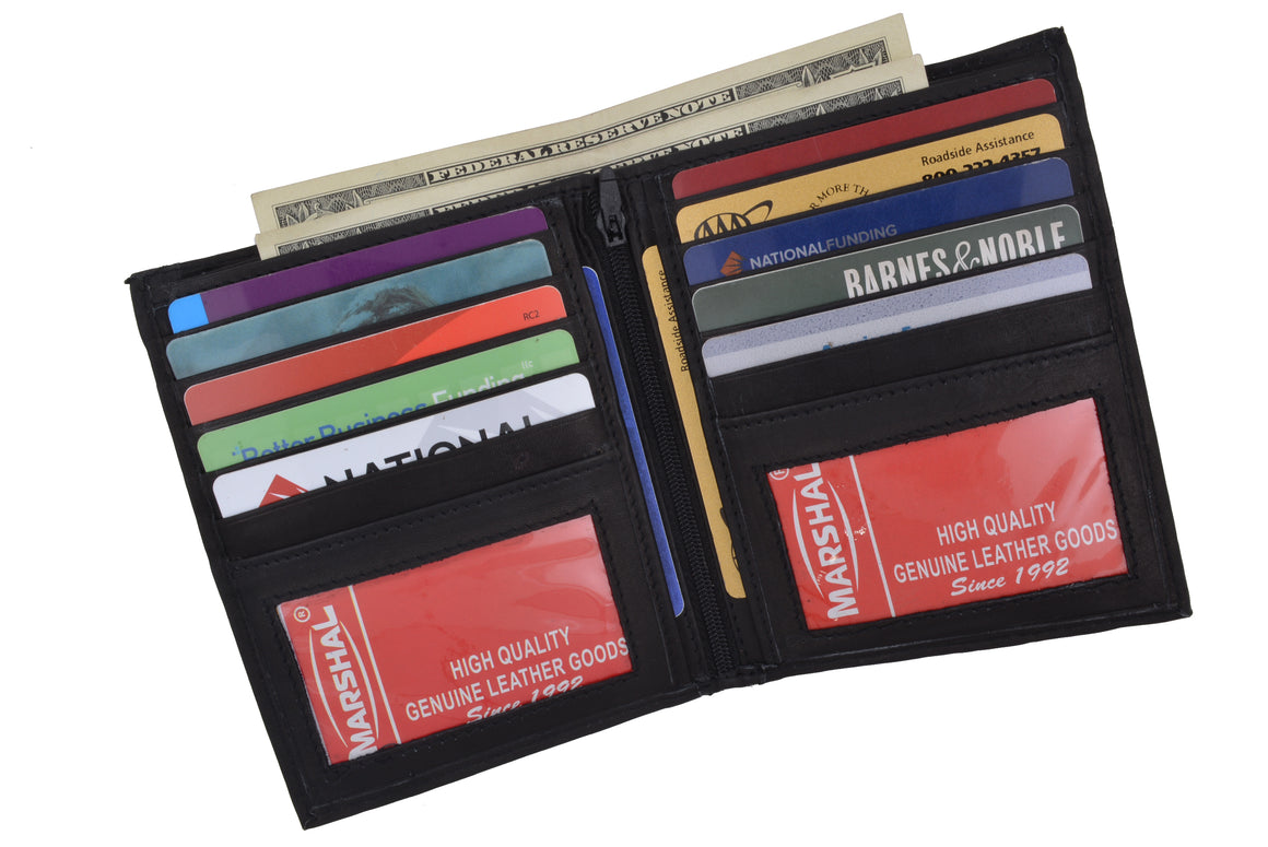 Men's Genuine Leather Bifold Wallet Slim Hipster Cowhide Credit Card and ID-menswallet