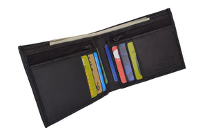 Bifold Mens Leather Dual Zippered Change Pockets Credit Card Holder Wallet 1618-menswallet