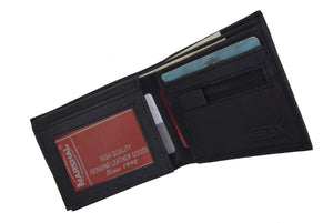 Zippered Change Pocket Leather Bifold Mens Wallet 1653-menswallet