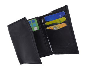 Genuine Leather Trifold Middle Flap Up ID Window Wallet 2755-menswallet
