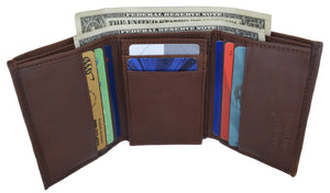 Lambskin Leather Superb Quality Mens ID Card Credit Card Trifold Wallet 3455-menswallet