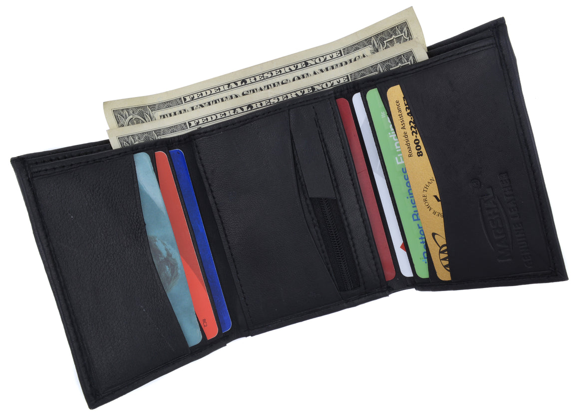 Trifold Lamb Leather Wallet W/Removable ID attached W/Hook and Loop Closure 3255 - wallets for men's at mens wallet