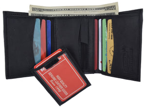 Trifold Lamb Leather Wallet W/Removable ID attached W/Hook and Loop Closure 3255-menswallet