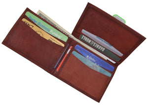 Cowhide Leather Slim L Shape ID Card Holder Bifold Wallet 1309 CF-menswallet