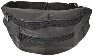 Black Leather Unisex Fanny Pack Waist Bag Hip Pouch Clip Belt cell phone holder by Marshal-menswallet