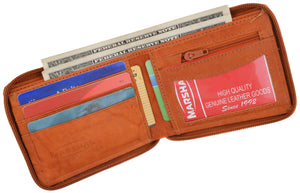 Marshal Genuine Leather Men Zipper Credit Card Holder Removable ID Bifold Wallet-menswallet