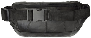 New Black Leather FANNY PACK Waist Belt Bag BOTTLE HOLDER Purse Hip Pouch Travel-menswallet