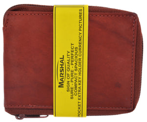 Marshal Genuine Leather Men Zipper Credit Card Holder Removable ID Bifold Wallet-menswallet