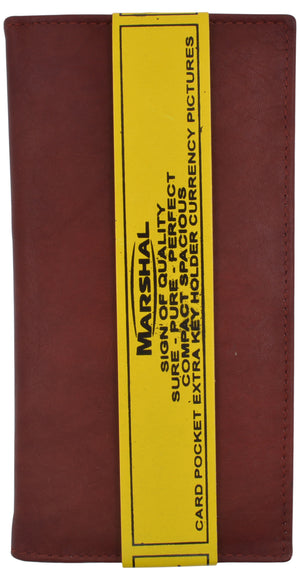 Marshal Men's Leather Long Wallet Pockets ID Card Clutch Bifold Purse-menswallet