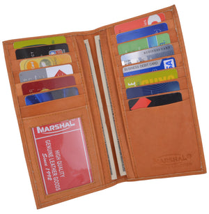 New Men's Leather Long Wallet Pockets ID Card Clutch Bifold Purse Marshal-menswallet