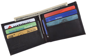 Black Wallet Genuine Leather Slim Bifold Front Pocket for Men-menswallet