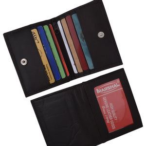 Genuine Leather Small Business Credit Card ID Holder Wallet with Snap Closure 75-menswallet
