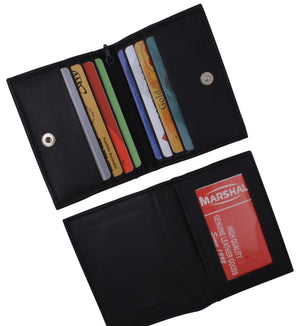 Genuine Leather Small Business Credit Card ID Holder Wallet with Snap Closure 75-menswallet