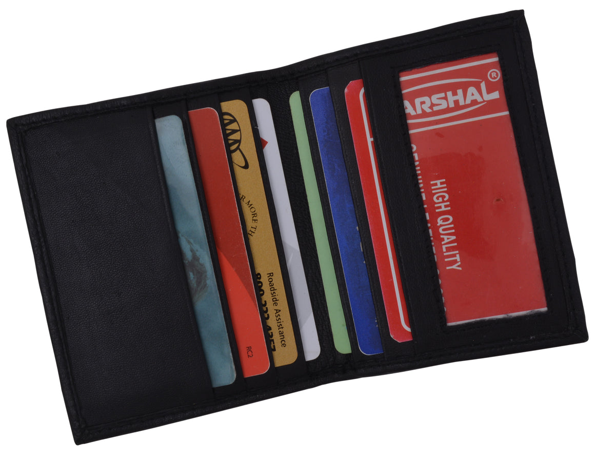 Men's Slim Leather Credit Card Id Mini Coin Pouch Wallet Holder Bifold Driver's License Black-menswallet