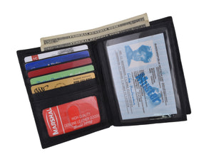 Men's Leather Bifold Credit ID Card Holder Wallet Clutch Billfold Purse Black-menswallet