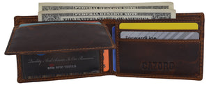 Small Mens Crazy Horse Leather Slim Bifold Card ID Wallet by Cazoro-menswallet