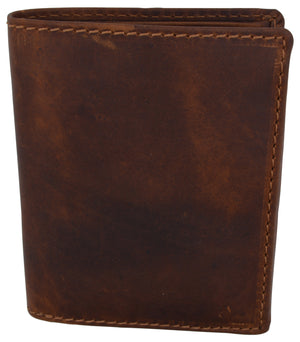 RFID Blocking Bifold Trifold Hybrid Crazy Horse Leather Mens Wallet by Cazoro-menswallet