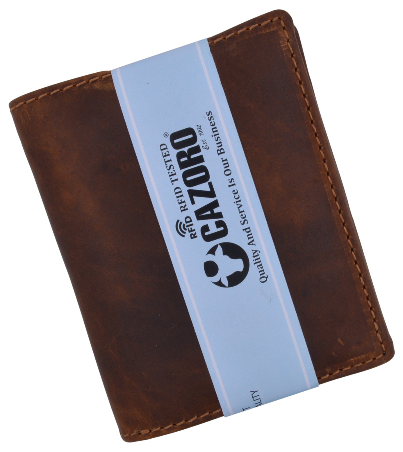 RFID safe Tri-fold Leather wallet for Men Rustic Brown Crazy Horse YKK Zip J130 RFID safe Tri-fold Leather wallet for Men Rustic Brown Crazy Horse YKK Zip J130