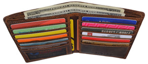 RFID Men's Slim Hipster Bifold Crazy Horse Leather Euro Wallet by Cazoro-menswallet