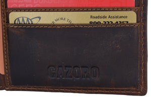 RFID Men's Slim Hipster Bifold Crazy Horse Leather Euro Wallet by Cazoro-menswallet
