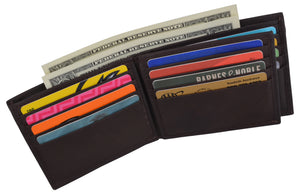 Swiss Marshall Men's RFID Blocking Leather Bifold Multi-Card Center Flap Wallet-menswallet