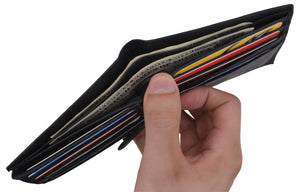Mens RFID Blocking Leather Credit Card ID Snap Holder Bifold Wallet-menswallet