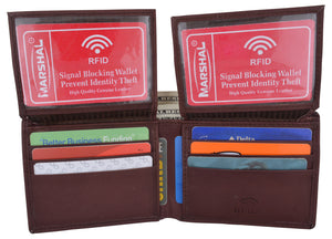 Men's Leather RFID Blocking Double Flap Up ID Windows Bifold Card Holder Wallet-menswallet