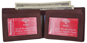 Men's Leather RFID Blocking Double Flap Up ID Windows Bifold Card Holder Wallet-menswallet