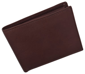 RFID Blocking Men's Leather ID Window Flap-Up Bifold Wallet-menswallet