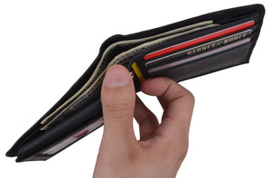 RFID Blocking Men's Leather ID Window Flap-Up Bifold Wallet-menswallet