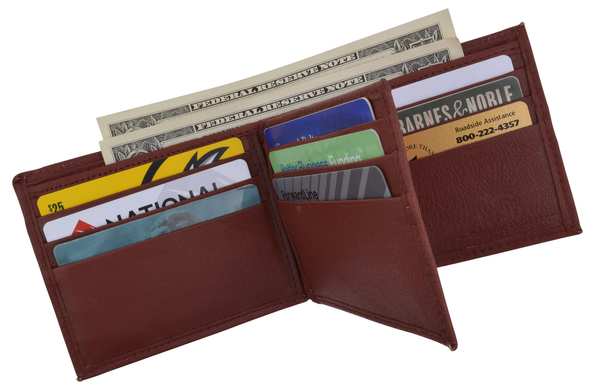 Mens RFID Blocking Leather Center Flap Bifold Compact Card ID Wallet - wallets for men's at mens wallet