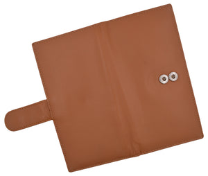 Genuine Leather Tan Basic Checkbook Holder with Snap Closure-menswallet