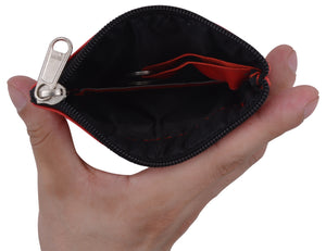 Genuine Leather Coin Change Purse With Front ID Window & Key Ring 710 Assorted color-menswallet