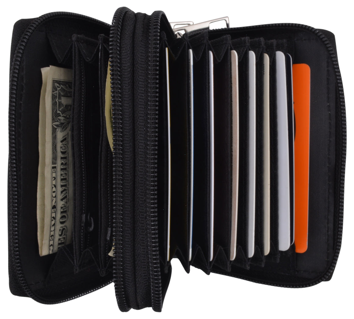 Accordion Wallet RFID Leather Card Wallet for Women Credit Card Holder - wallets for men's at mens wallet