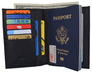 RFID Blocking Leather Passport Holder Wallet Cover Case Travel For Men and Women-menswallet