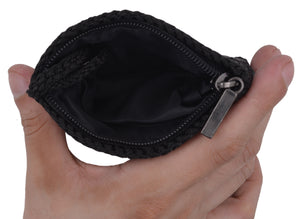 Cute Ladies Genuine Leather Black Coin Change Purse With Stitching-menswallet