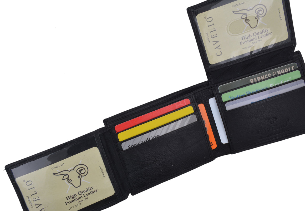 Bifold Mens Genuine Leather Multi-Card ID Holder Wallet by Cavelio-menswallet