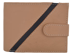 Cavelio Genuine Leather Bifold Card ID Holder Men's Tan Wallet W/ Snap Closure-menswallet