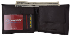 Mens RFID Leather Multi Credit Card ID Snap Bifold Wallet with Coin Pouch-menswallet