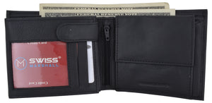 Mens RFID Leather Multi Credit Card ID Snap Bifold Wallet with Coin Pouch-menswallet