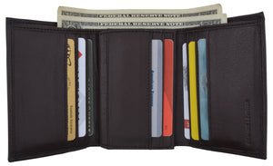 RFID Blocking Men's Premium Leather Trifold Flap ID Card Holder Wallet-menswallet