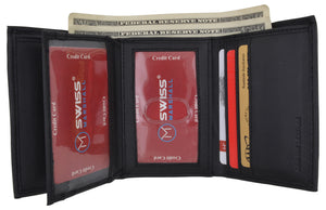 RFID Blocking Men's Premium Leather Trifold Flap ID Card Holder Wallet-menswallet