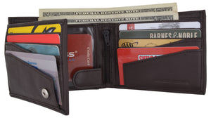 Premium Leather RFID Mens Credit Card ID Holder Wallet W/Interior Snap Closure-menswallet
