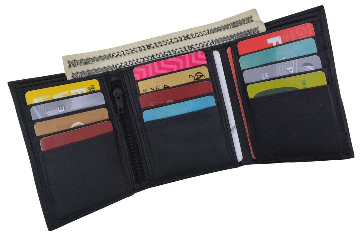 RFID Trifold Premium Leather Mens Card Holder Wallet W/ Outside ID Window - wallets for men's at mens wallet