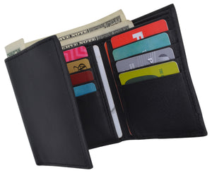 RFID Trifold Premium Leather Mens Card Holder Wallet W/ Outside ID Window-menswallet
